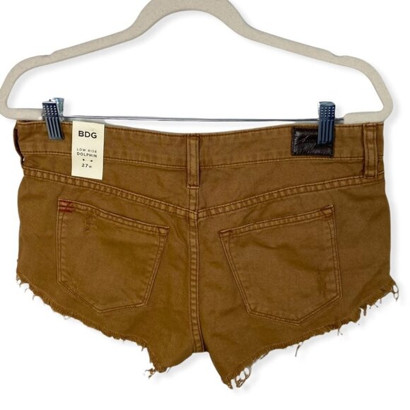 NWT Urban Outfitters BDG Dolphin Shorts Brown Size 27 Cotton Frayed Edge Boho - Picture 5 of 10
